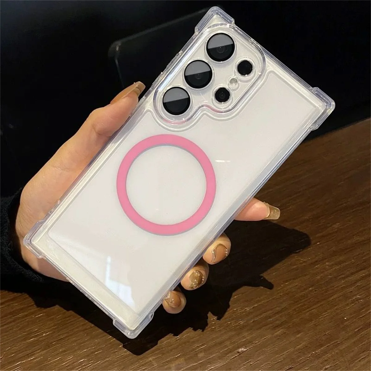 (galaxy S22 Ultra 5g Rosa) Compatible Con Funda Magnética Para Teléfono Samsung, Reforzada En Las Cuatro Esquinas.