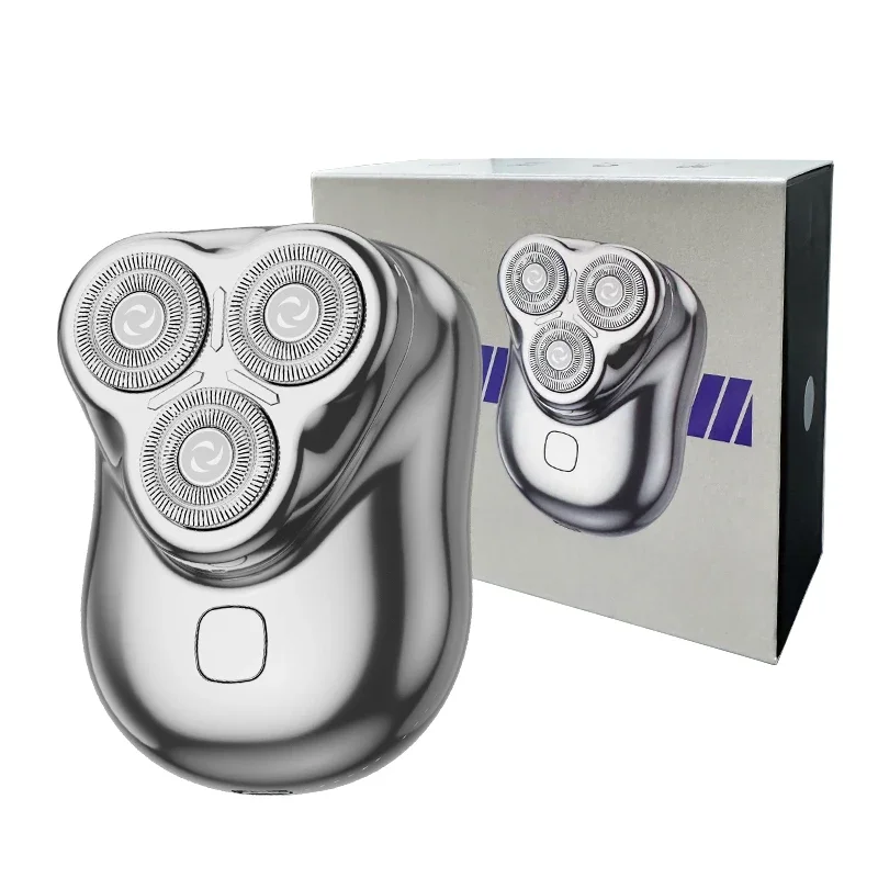 (Plata) Cuchillas magnéticas flotantes 3D, afeitadora eléctrica para hombre, mini portátil