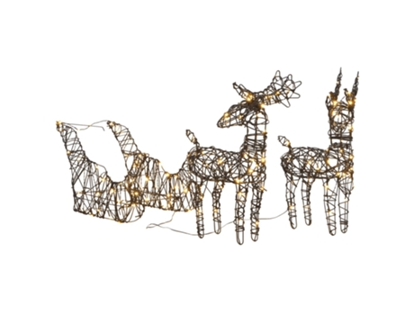 MAISON EXCLUSIVE Reno y trineo de Navidad 160 LED ratán blanco cálido
