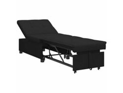 Sofá Cama | Sofá De Salón | Sofá De Descanso Desplegable Negro 194 X 50 X 82 Cm Tela