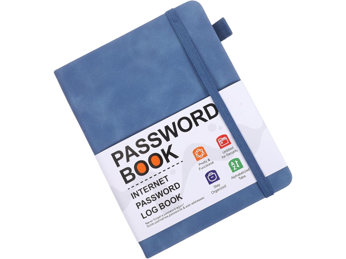 Libreta pequeña B6 con pestañas alfabéticas, azul marino. Organizador compacto para contraseñas, contactos web y Gokoco.