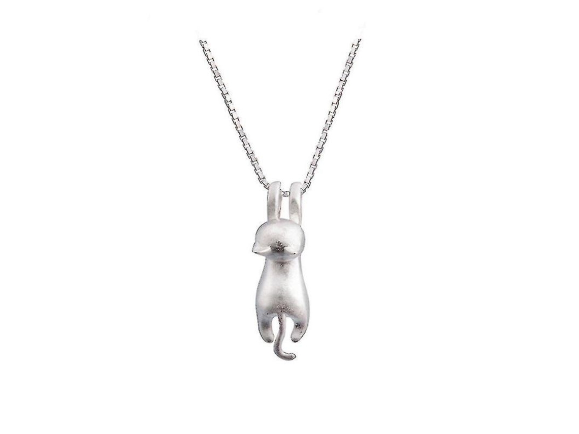 Collar De Gato De Plata Ley 925 Mate Colgante De Plata Esterlina Collar Clavícula Ocg