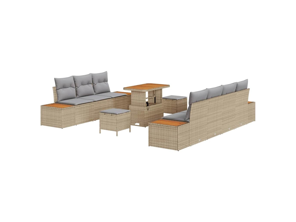 Maison Exclusive - Conjunto De Sofás De Jardín Con Cojín 10 Pcs Beige Poliratán