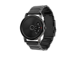 Reloj De Pulsera Para Hombre De Acero Inoxidable Con Movimiento De Cuarzo Negro.