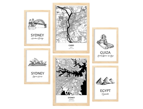 Set de 6 Pósters NACNIC Egipto y Sidney (A3, A4)