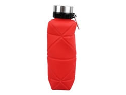 Botella de agua plegable sin marca, 700 ml, silicona de grado alimenticio, boca ancha, portátil, para niños, deportes, viajes, roja.