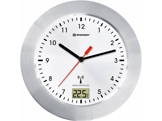 Reloj De Pared bresser optics mytime bath rc blanco baño con indicador temperatura climatico