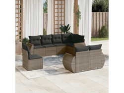 Conjunto de sofás de jardín de 8 piezas DKD Home Decor con cojines de mimbre gris