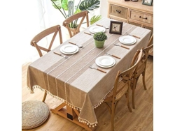 Rebe-mantel De Mesa Lavable De Algodón Con Borlas Sin Arrugas Para Interior Y Exterior (marrón, 55x55 Pulgadas)