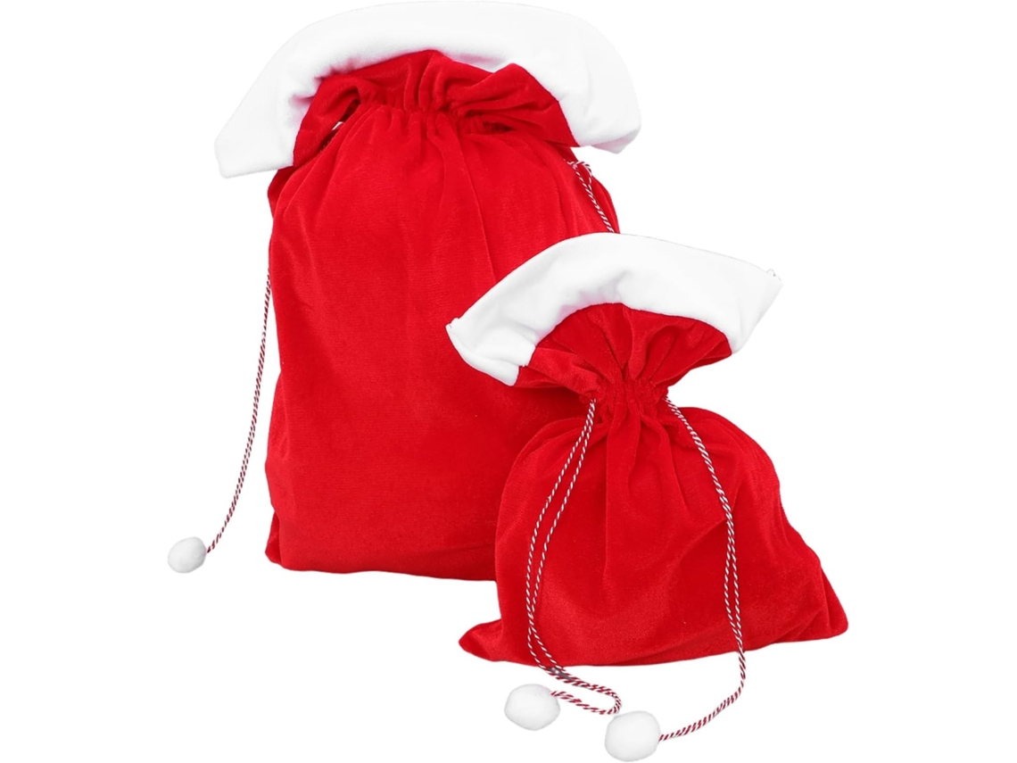 Juego 2 Regalo Fiestas De Bolsitas Terciopelo Con Cordón Para Navidad, Bolsas Reutilizables Cierre Y