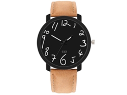Reloj De Pulsera De Cuarzo Informal Para Hombre Con Correa Ajustable Y Esfera Redonda (marrón Claro Y Negro).