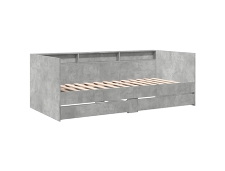 Tumbona con cajones madera ingeniería gris hormigón VIDAXL (90 x 190 cm)