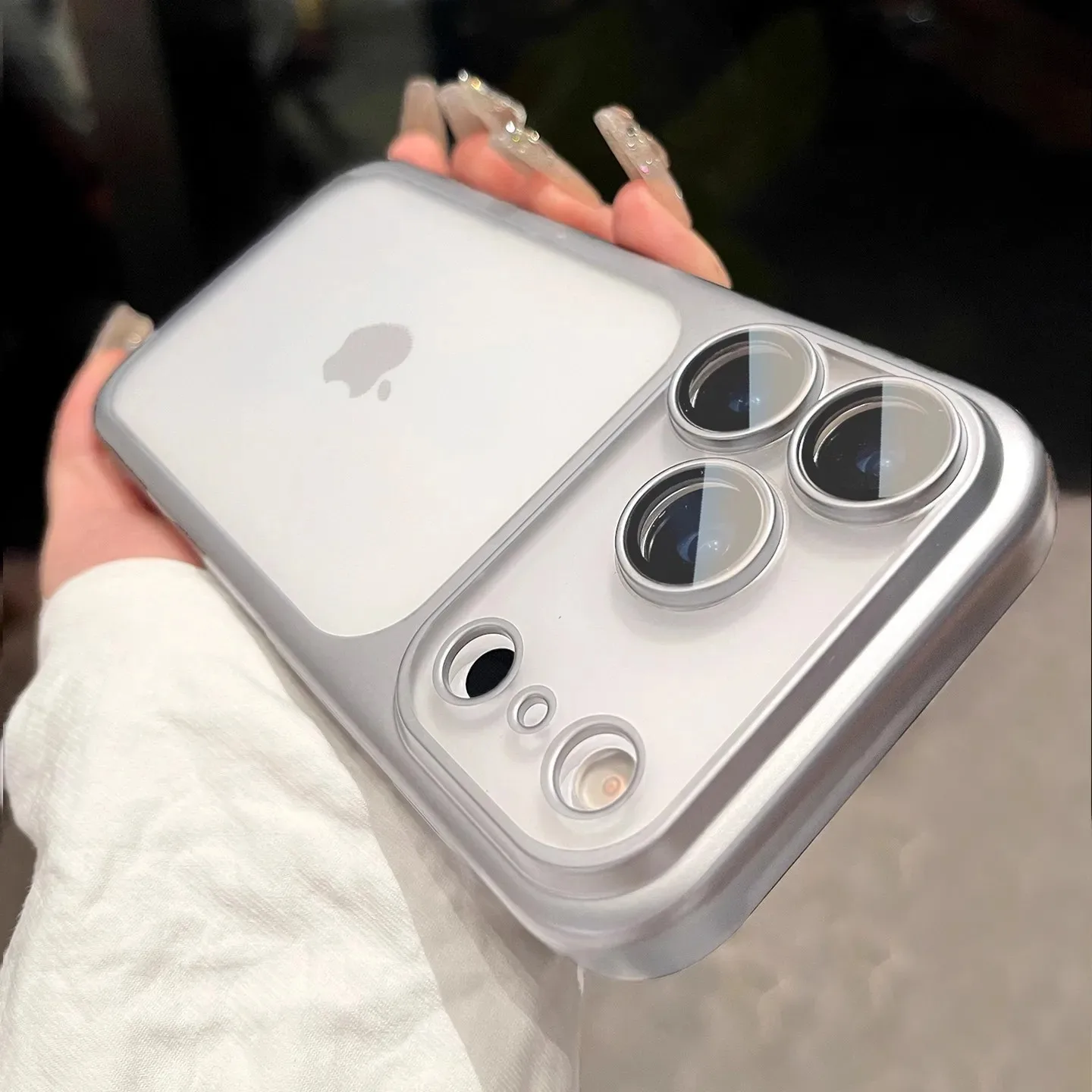 (iphone 17 Plateado) Funda Transparente Galvanizada Para Iphone, Protector De Lente De Tpu Suave.