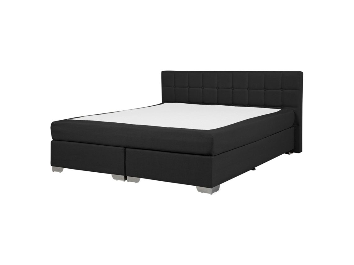 Cama doble BELIANI Admiral en poliéster negro 170x210x90