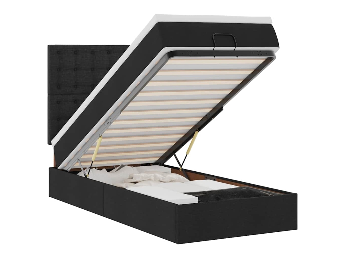 Maison Exclusive - Cama Otomana Con Colchón Y Luces Led Tela Negra 80x200cm