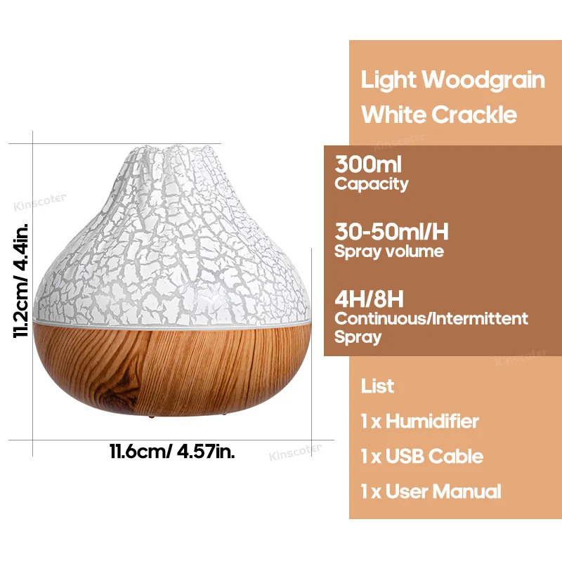 Umidificador de Ar Volcano , 300 Ml, com Luz Noturna Ambiente Colorida. MDUG (branco)