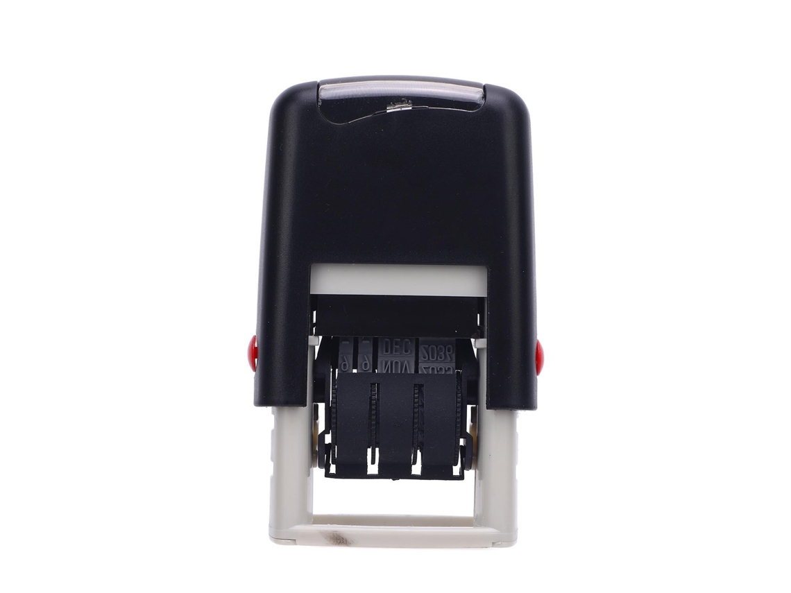 Sello Fechador Ajustable Autoincrustable De 25 X 2,8 Mm, En Inglés, De Secado Rápido, Impresión Transparente, Color Negro.