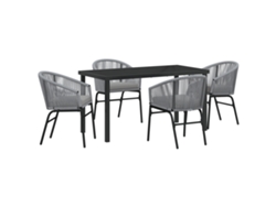 Conjunto de comedor de jardín vidaXL de 5 piezas de ratán gris