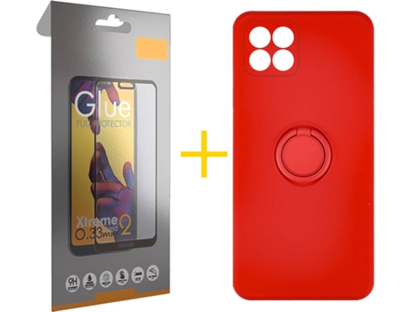 Carcasa + Protector de Pantalla para Huawei P40 Lite SKYHE Rojo