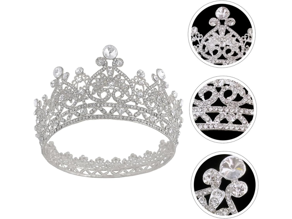 1 Tiara Con Corona Para Novia, Elegante Accesorio De Boda Para El Cabello.