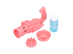Brinquedo Máquina De Bolhas Para Crianças Presente Rosa Com 59ml De Líquido 8 Orifícios