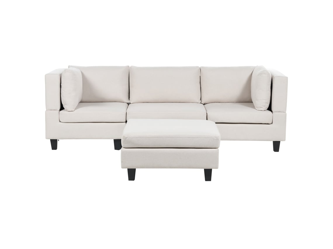 Sofá con reposapiés BELIANI Unstad de Poliéster Beige 228x76x72