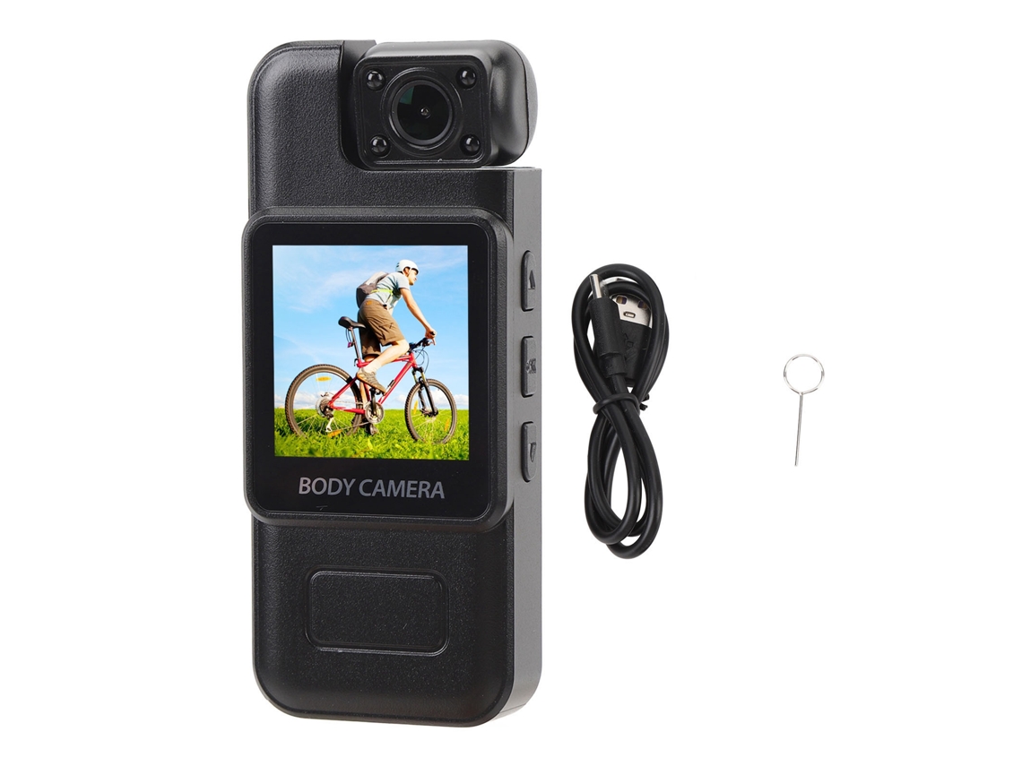 Cámara Portátil Lente Giratorio 180° 4k Hd Grabación En Bucle Con Clip Espalda Y Pantalla 1.3"