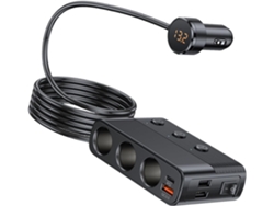 Adaptador Multipuerto De Carbono De 128 W Para Coche, Carga Rápida De Teléfonos Y Tabletas.