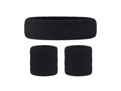 Conjunto De Pañuelo Y Muñequera Negros Para Deportes, Correr Y Fitness Para Hombres Y Mujeres.