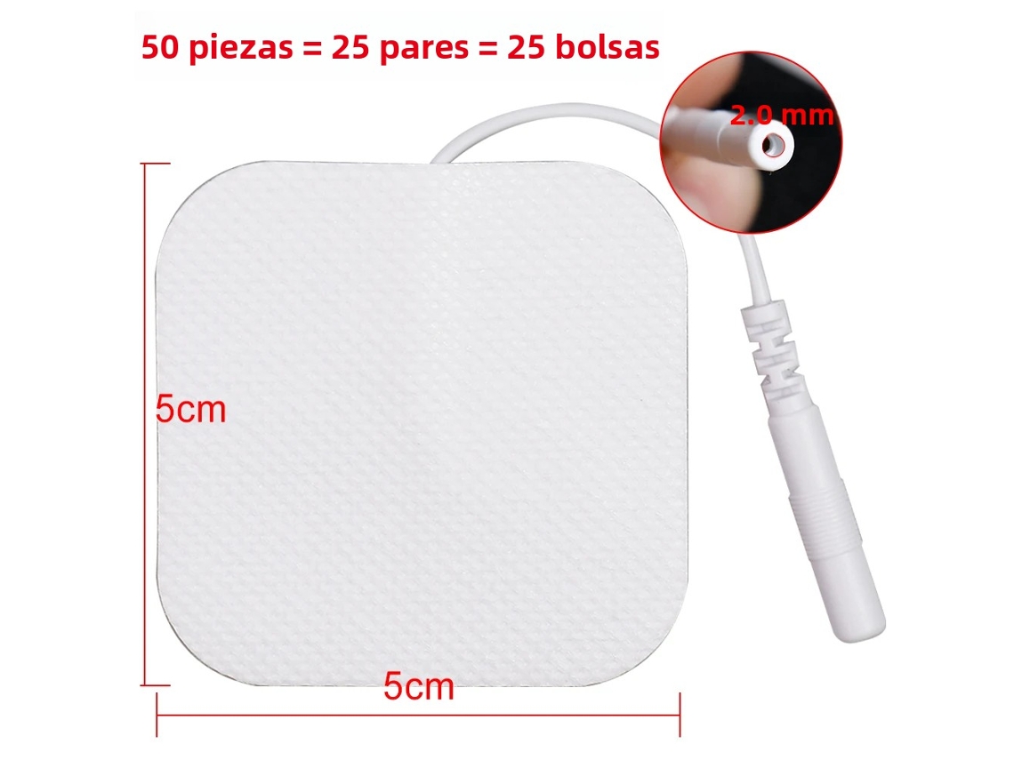 (5 X 5 Cm, 50 Piezas) Almohadillas De Electrodos Tens, Parches De Electrodos Ems, Electrodos Tens De Silicona