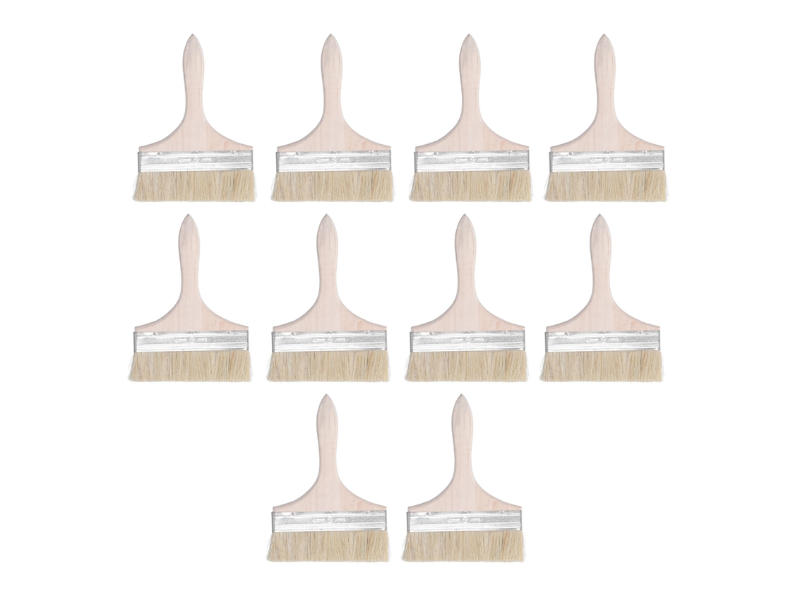 10pcs Cepillo De Lana Artificial 6.5in Mango De Madera Ergonómico Multiusos Para Pintura Manchas Limpieza