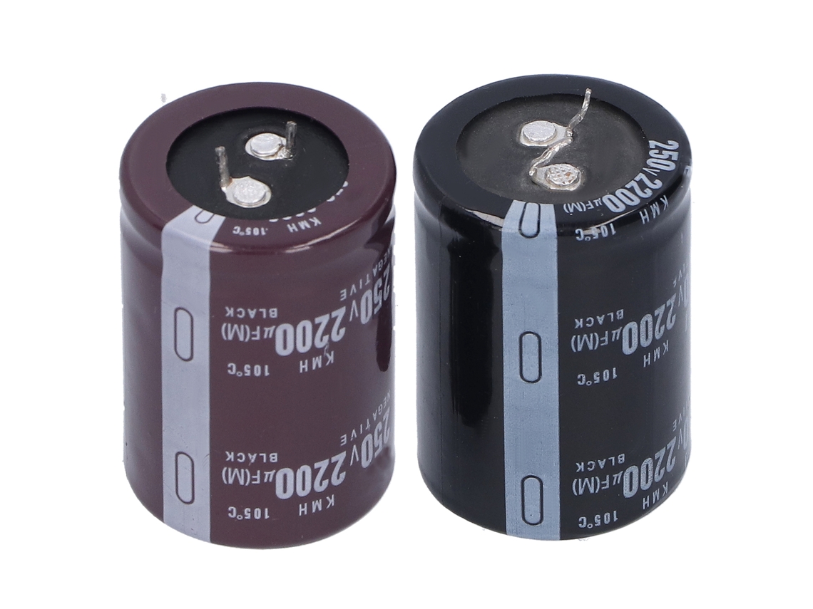 2 condensadores electrolíticos de aluminio de 250 V, 2200 μF, 105 ℃, sin marca.