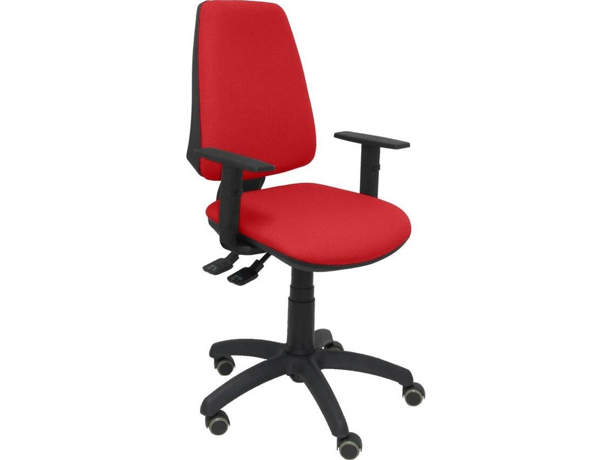 Silla de Escritorio Operativa PYC Elche S Rojo BA RP con ruedas antiarañazos (Brazos Ajustables - Tejido)