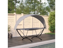 Tumbonasilla De Jardín Con Dosel De Acero Y Tela Oxford Gris Wsd16600