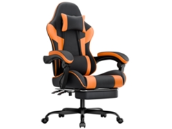 Silla Gaming, De Piel Sintética Transpirable, Regulable Hasta 200 Kg, Negra Y Naranja.