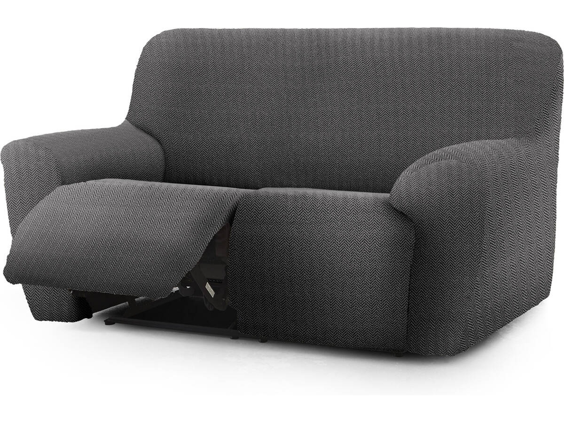 Funda de Sofá Relax Extensible 2 Plazas Derecha EYSA Premium Jaz Tejido Multielástico (200 x 70 x 120 cm - Poliéster y Algodón - Gris Oscuro)