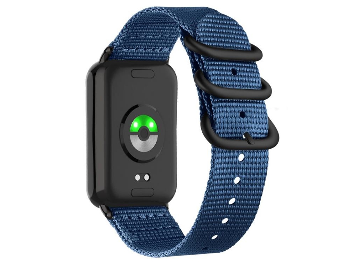 Bracelete Para Redmi Watch 6 / 5 / 4 - Nylon - Fivela Dupla Preta Azul Royal