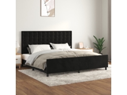 Marco de Cama con Cabecero Terciopelo Negro (200x200cm)