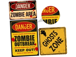 Piezas De Pegatinas De Señales De Advertencia De Halloween Para Papel Tapiz, Clavos, Ventana, Fantasma, Pared