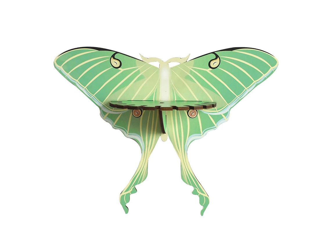 Colgante de pared con forma de mariposa, verde, 27x30cm, madera, almacenamiento.