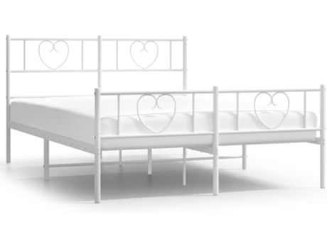 Estructura de cama con cabecero y patas VIDAXL metal blanco (135x190 cm)