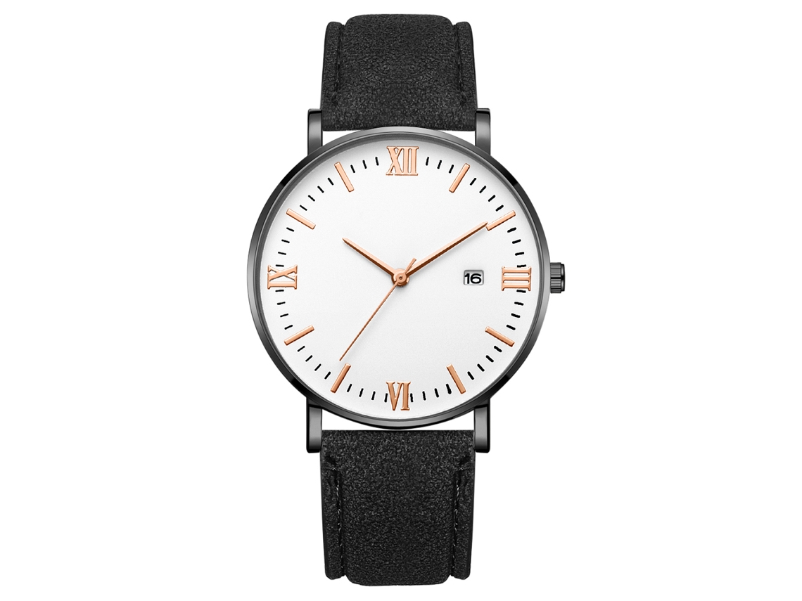 Reloj De Cuarzo Con Correa De Cuero Pu Estilo Simple Y Fashion Con Decoración En La Mano