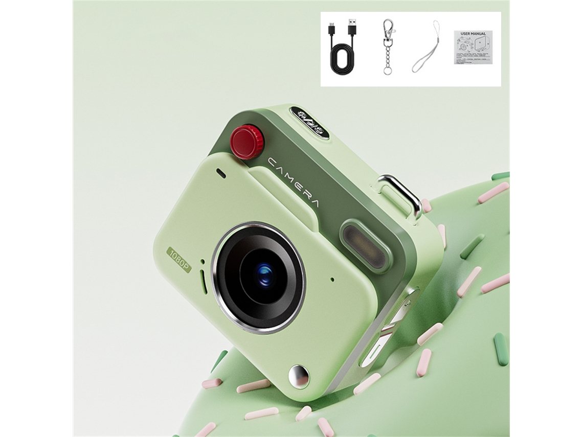 Mini cámara digital MDUG HD 1080p de 48 MP para selfies, ideal para estudiantes y niños (verde, 8 GB)