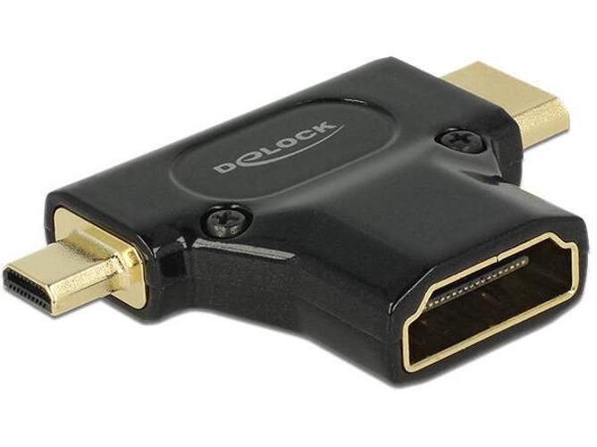 Adaptador de Cable de Vídeo DELOCK HDMI-A/HDMI Mini-C+ Micro-D, F/M+M