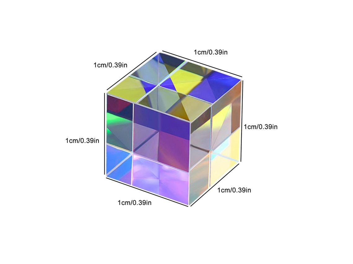Cubo de cristal prisma arcoíris - Vidrio pulido de seis caras para efectos de color