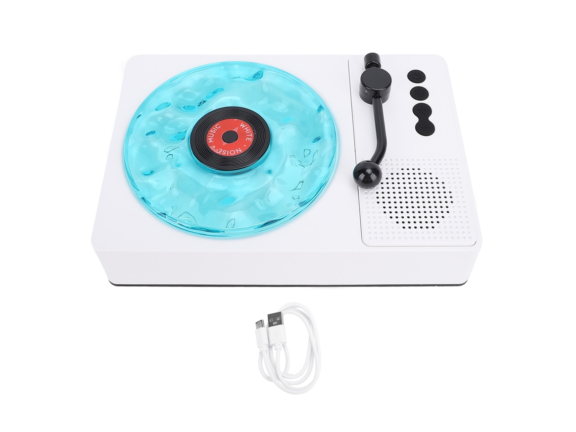 Altavoz Bluetooth Waves, Tocadiscos Inalámbrico Vintage Con Luz Nocturna, Blanco.