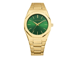 Reloj De Cuarzo Para Hombre Con Cierre De Mariposa Doble (dorado Y Verde)