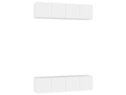 Mueble TV 4 Piezas 60x30x30 Cm Contrachapado Blanco MAISON EXCLUSIVE