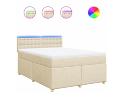 Maison Exclusive - Cama Box Spring Con Colchón Tela Color Crema 160x200 Cm