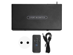 Conmutador Hdmi 2.0 Con 3 Entradas Y 1 Salida, 4k 60hz Y Mando A Distancia Para Pc/tv.